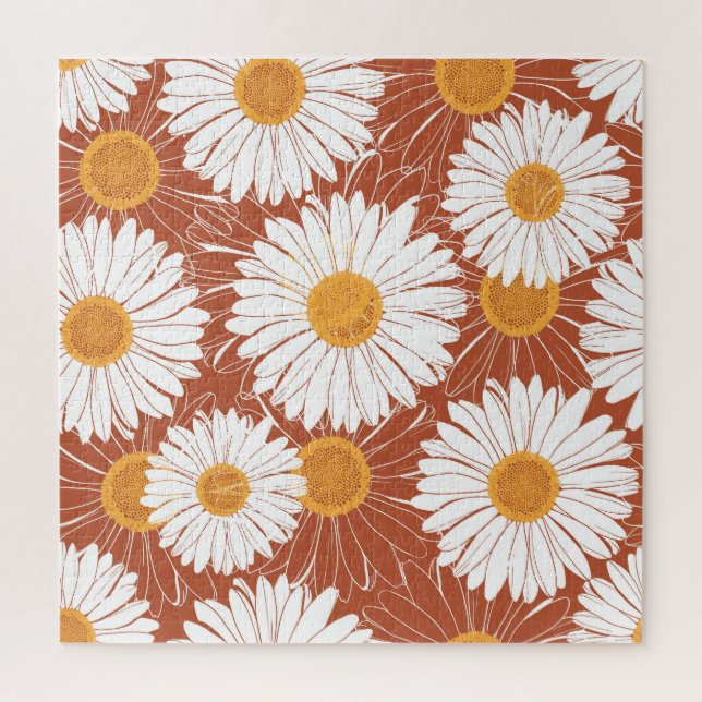 Brown Daisies: Seamless Flower Pattern Jigsaw Puzzle (Vertical)