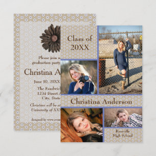 Brown Daisy Collage - 3x5 Graduation Announcement