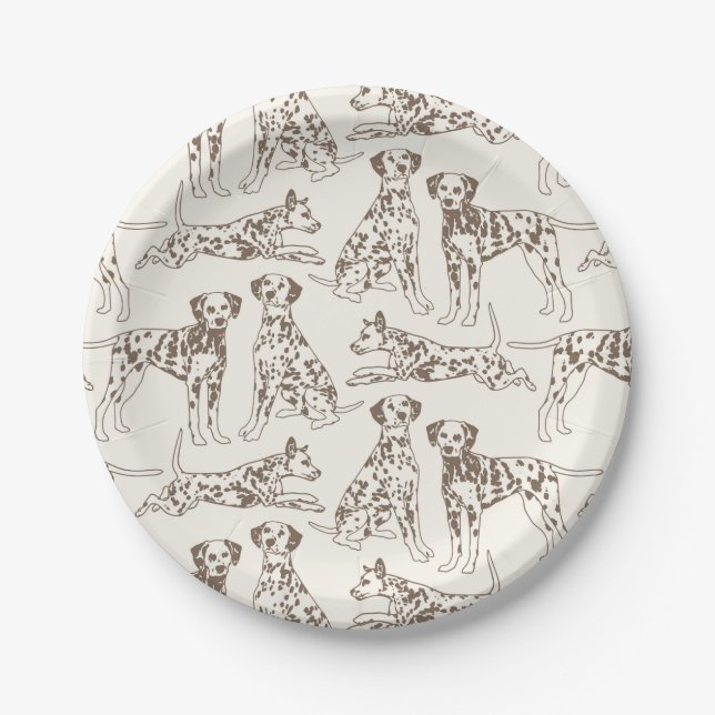 Brown Dalmatian Dogs Paper Plate (Front)