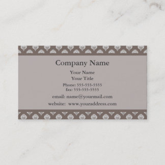 Brown Damask Appointment Reminder Business Card