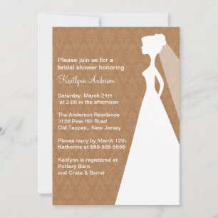 Brown Damask Bride Bridal Shower Invitation