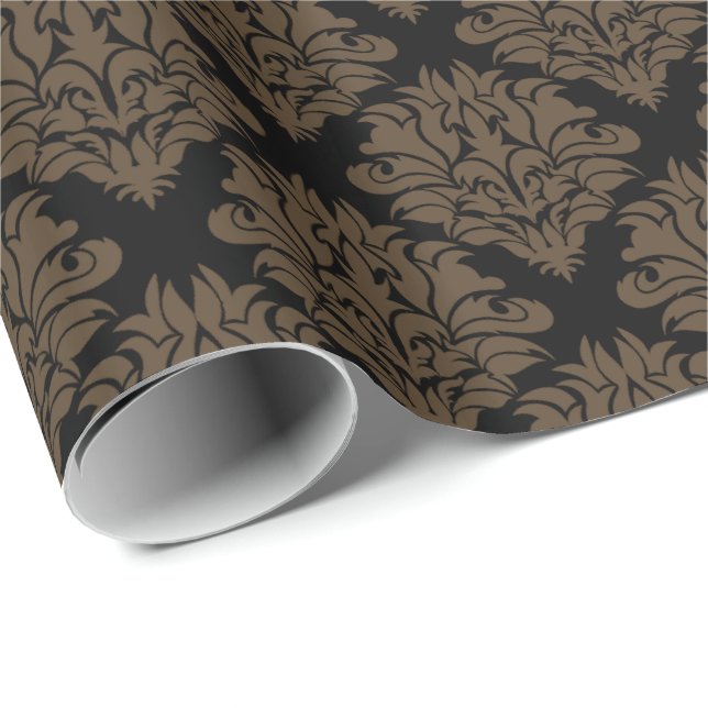 Brown Damask-Gift Wrapping Paper (Roll Corner)