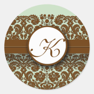 Brown Damask Green Blue -You Choose Colour Sticker
