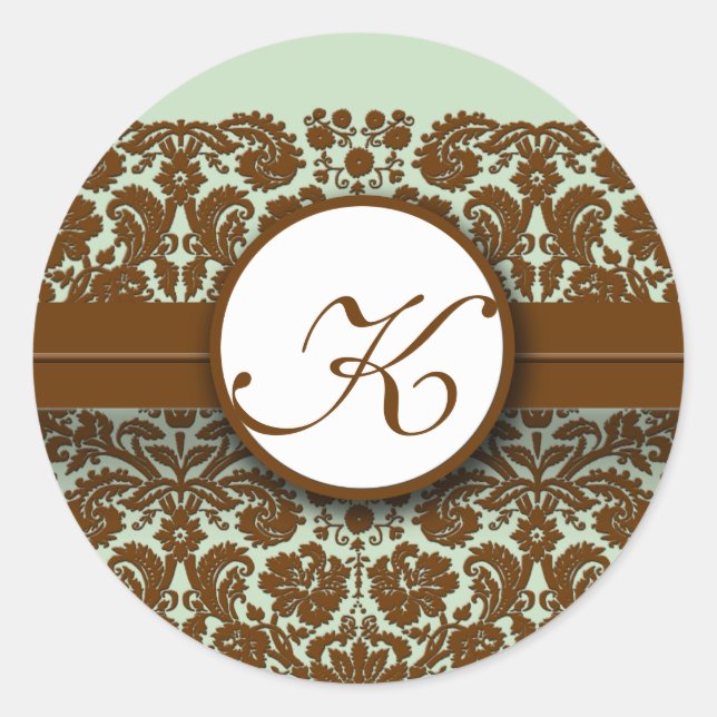 Brown Damask Green Blue -You Choose Colour Sticker (Front)