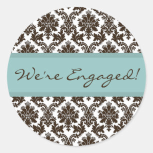 Brown Damask Lace Envelope Seal Sticker