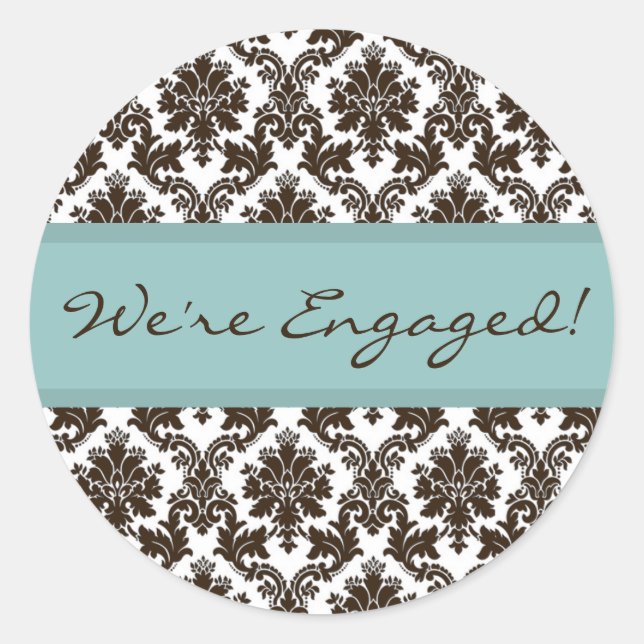 Brown Damask Lace Envelope Seal Sticker (Front)
