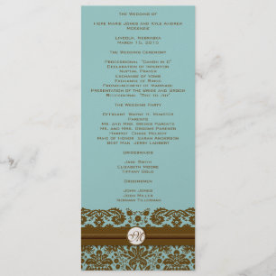 Brown Damask Monogram Wedding Program Programme