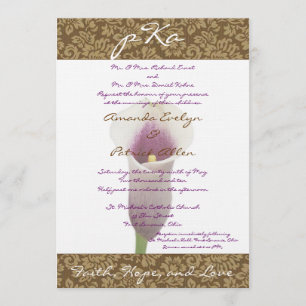 Brown Damask Wedding Inv. Invitation