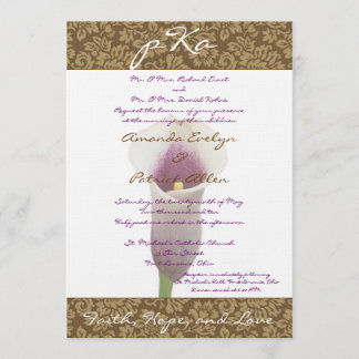 Brown Damask Wedding Inv. Invitation
