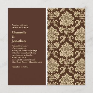 Brown Damask Wedding Invitation