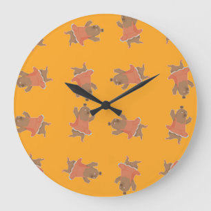 Brown dancing ballerina bear large clock