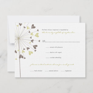 Brown Dandelion Flowers Love Wedding RSVP Card