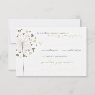 Brown Dandelion Flowers Love Wedding RSVP Card