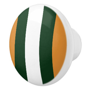 Brown, dark green and white stripes ceramic knob
