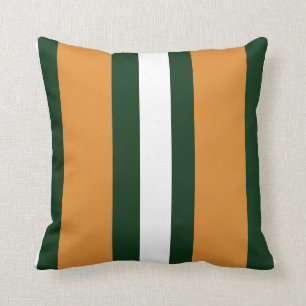 Brown, dark green and white stripes cushion