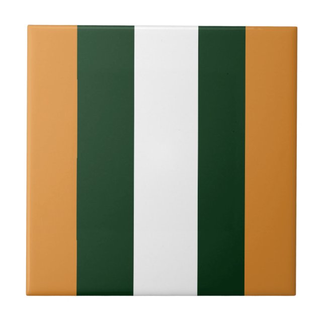 Brown, dark green and white stripes tile (Front)