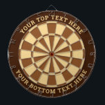 Brown Dartboard with Custom Text<br><div class="desc">Brown dart board with two custom text areas. You can easily change every colour clicking on customise button.</div>