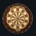 Brown Dartboard with Custom Text<br><div class="desc">Brown dart board with two custom text areas. Choose "customise more" option if you want to change colours.</div>
