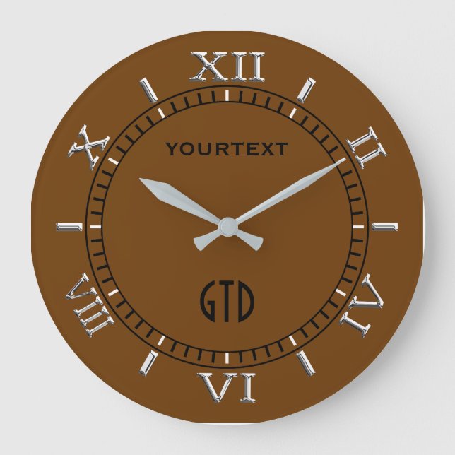 Brown Decor Dial Easily Personalise This Large Clock (Front)