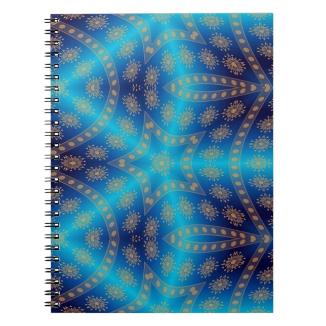 Brown decorative print blue notebook (Front)
