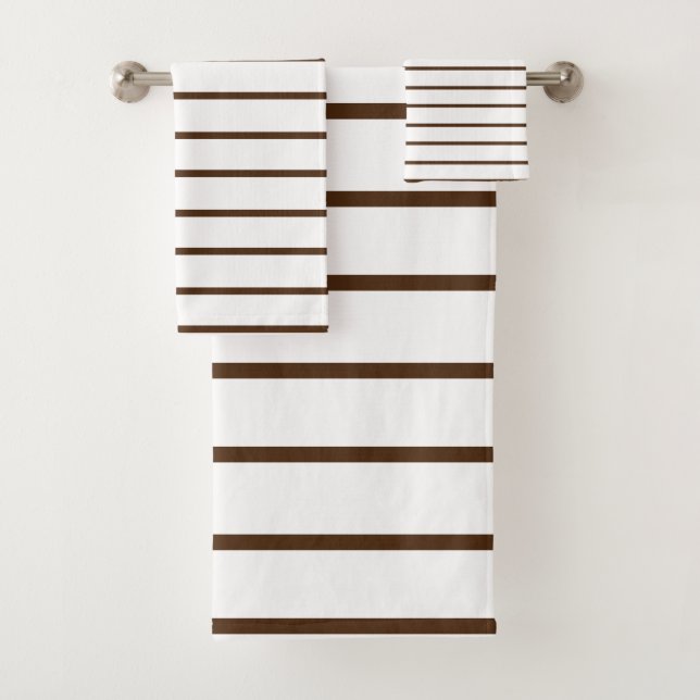 Brown Decorative stripe pattern Bath Towel Set (Insitu)
