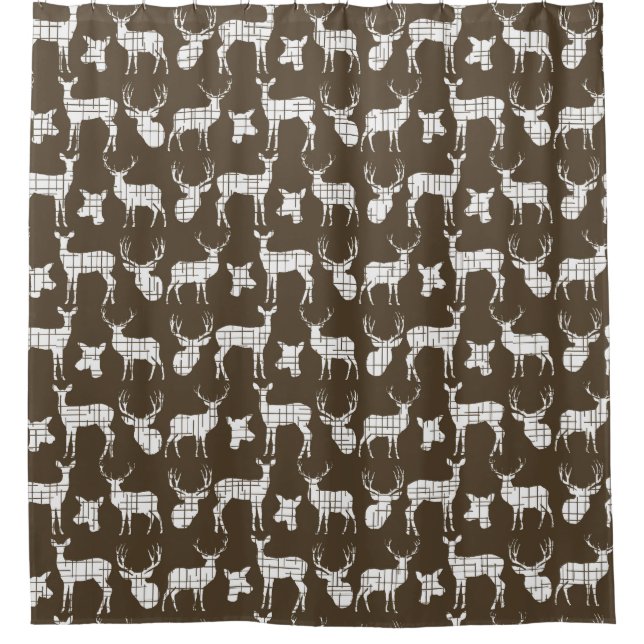 Brown Deer Bucks Doe Wildlife Nature Shower Curtain (Front)