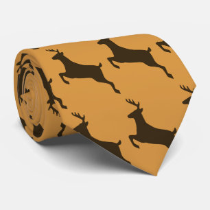 Brown Deer Leaping On Tan Necktie