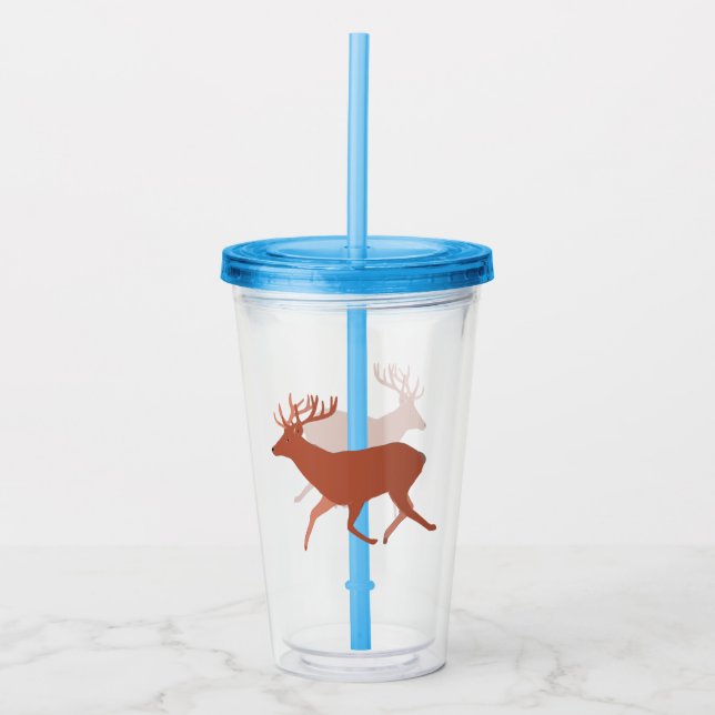 Brown Deer Walking  Acrylic Tumbler (Front)