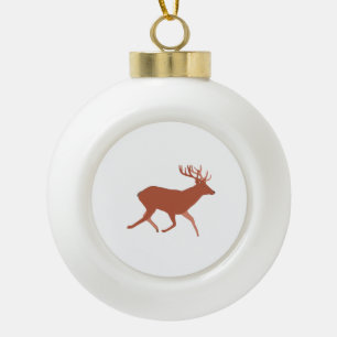 Brown Deer Walking Festive Ceramic Ball Christmas Ornament