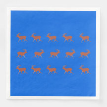 Brown Deer Walking Festive Pattern Blue Background
