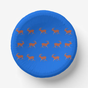 Brown Deer Walking Festive Pattern Blue   Paper Plate