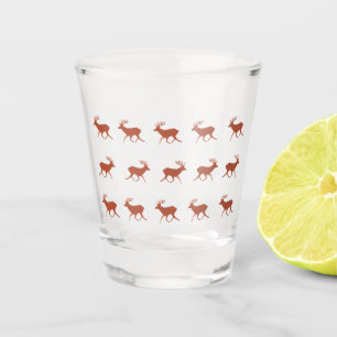 Brown Deer Walking Festive Pattern Shot Glass