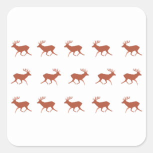 Brown Deer Walking Festive Pattern   Square Sticker