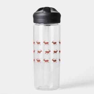 Brown Deer Walking Festive Pattern Water Bottle