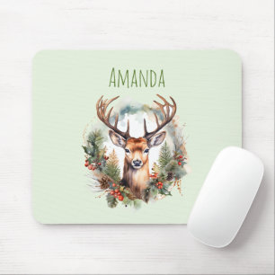Brown Deer with Antlers Rustic Outdoorsy Mouse Mat