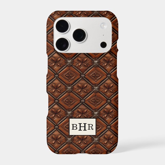 Brown Diamond Leather Monogrammed (Back)