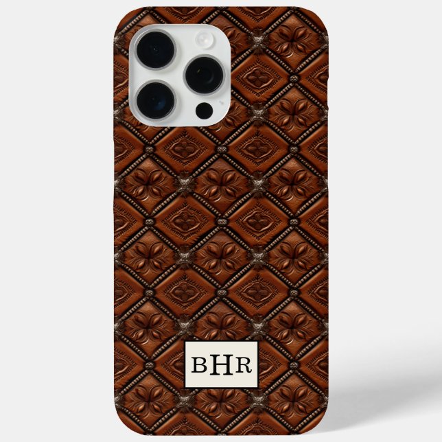 Brown Diamond Leather Monogrammed Case-Mate iPhone Case (Back)