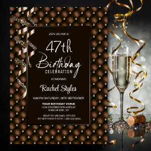 Brown Diamond Pattern Any Age Birthday Party Invitation