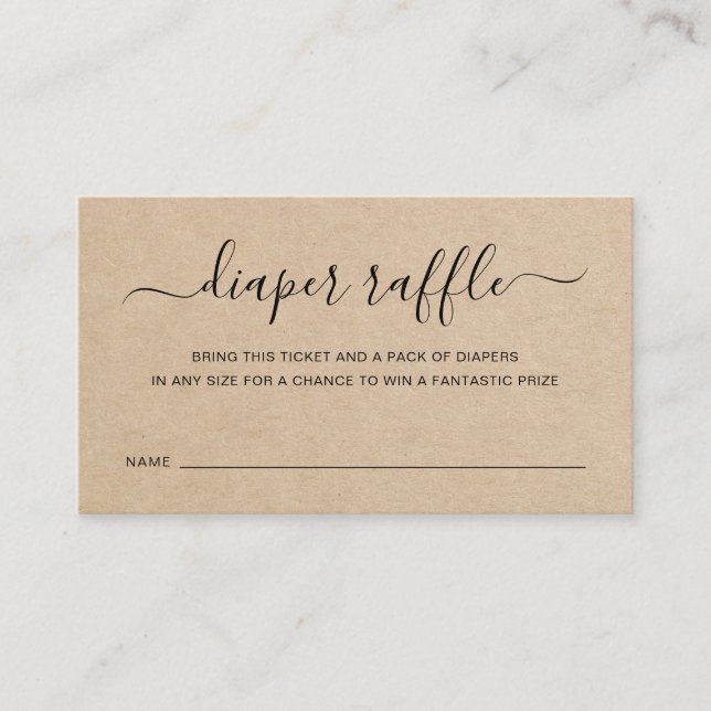 Brown Diaper Raffle Gender Neutral Baby Shower Enclosure Card (Front)