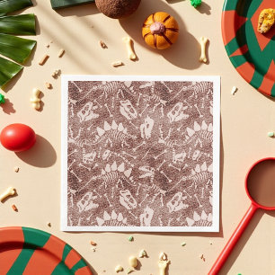 Brown Dinosaur Fossil Pattern Napkin