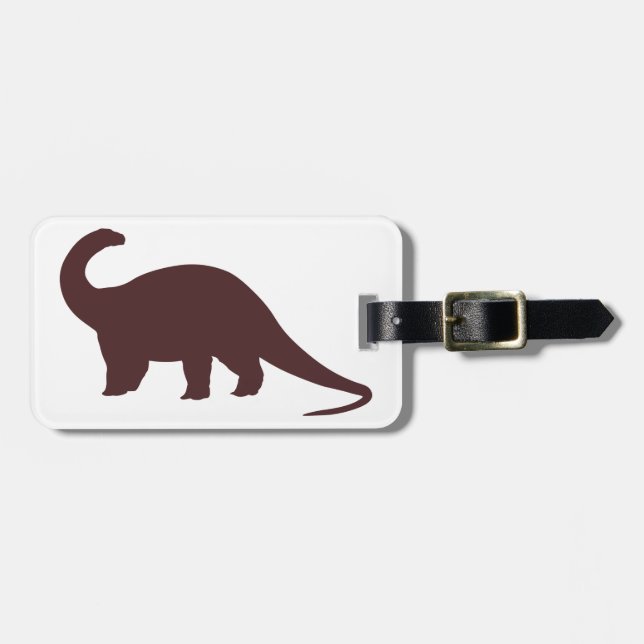 Brown Dinosaur Luggage Tag (Front Horizontal)