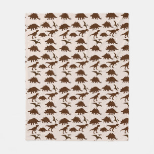 Brown Dinosaurs Fleece Blanket