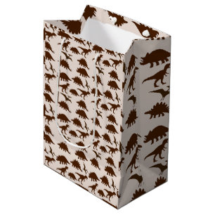 Brown Dinosaurs Medium Gift Bag