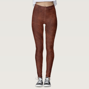 Brown Distressed Leather Leggings