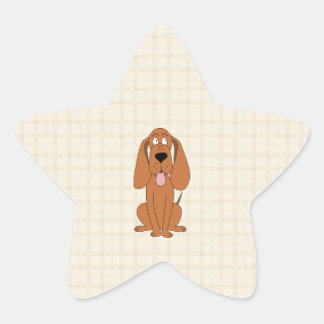 Brown Dog Cartoon. Hound. Star Sticker