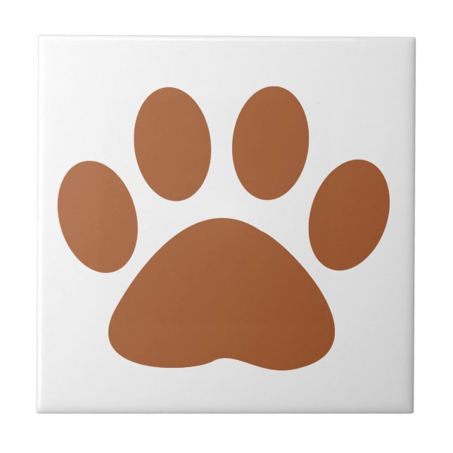 Brown Dog Cat Paw Print Tile (Front)