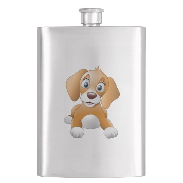 Brown dog clipart hip flask (Front)