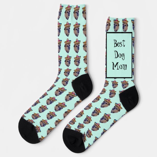Brown Dog Face Chug Photo Socks (Left)