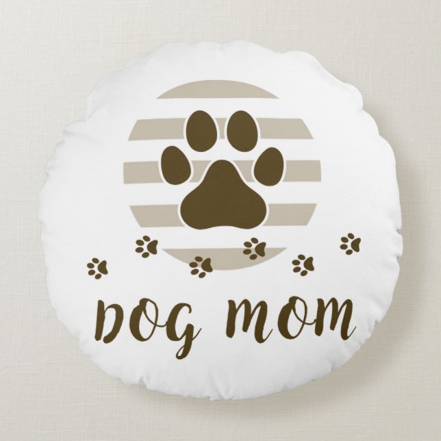 Brown Dog Mum Love Round Pillow (Front)