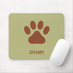 Brown dog paw custom name mouse mat